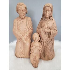READ Vintage 3‎ Set Christmas Nativity Blow Mold Empire Plastic Wood Grain 18"